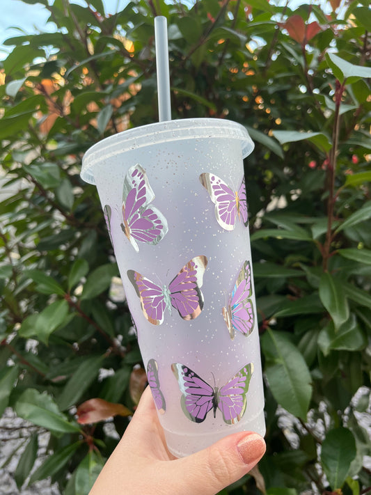 Purple Butterfly Cold Cup